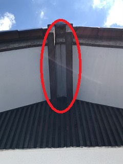 母屋間　軒天工事