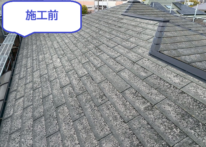 加古郡播磨町で強風被害により火災保険申請し屋根カバー工法を行なう前の様子