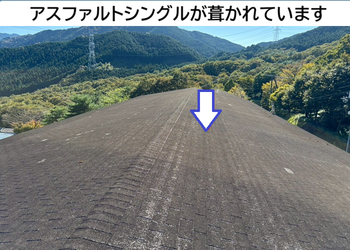 アスファルトシングルが葺かれている屋根
