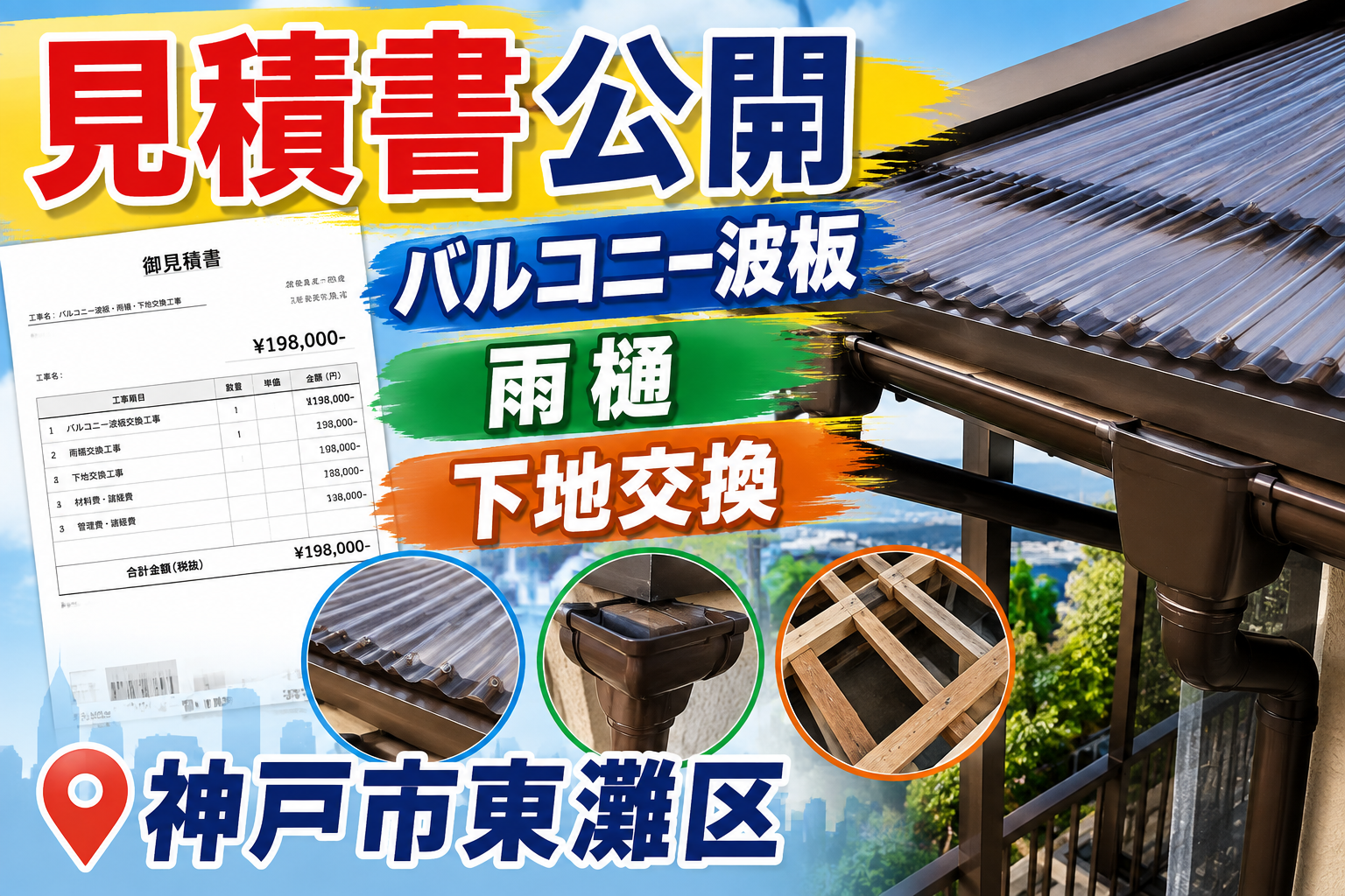 バルコニー屋根リフォームを行う現場のサムネイル