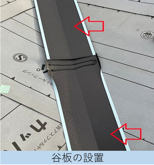 谷板を設置した様子