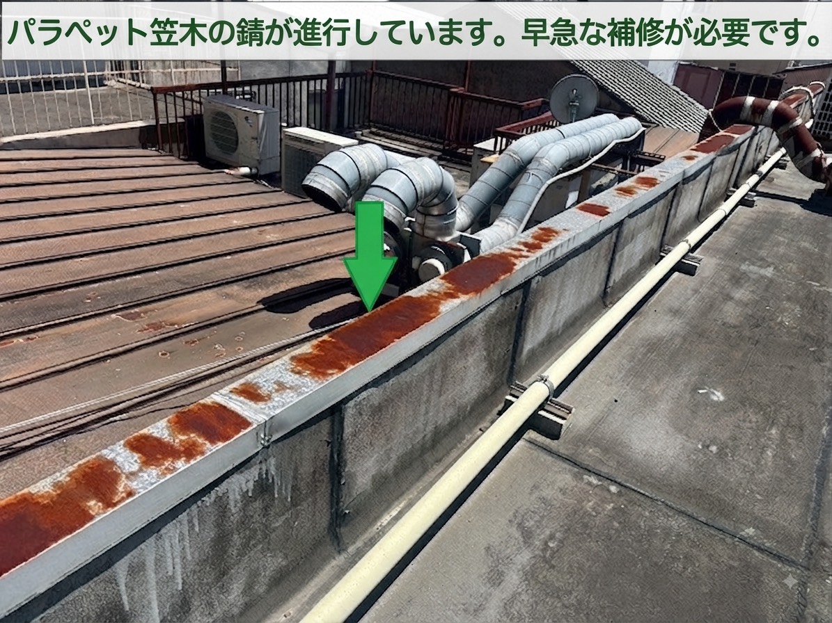 パラペット上部の笠木