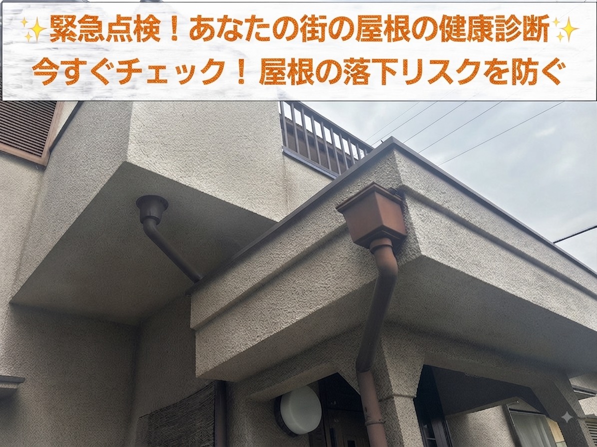 神戸市東灘区でM型スレート屋根の無料点検を行なう現場の様子