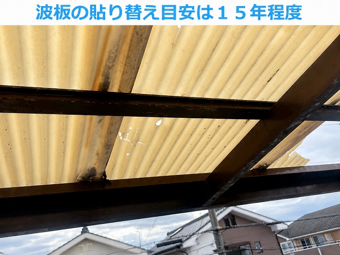 劣化した波板