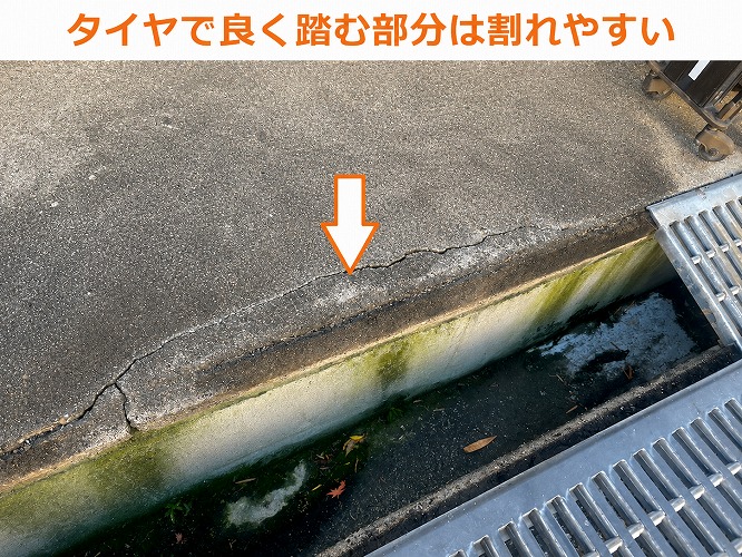 ひび割れたコンクリート土間