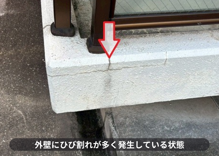 西宮市　外壁に発生するひび割れ