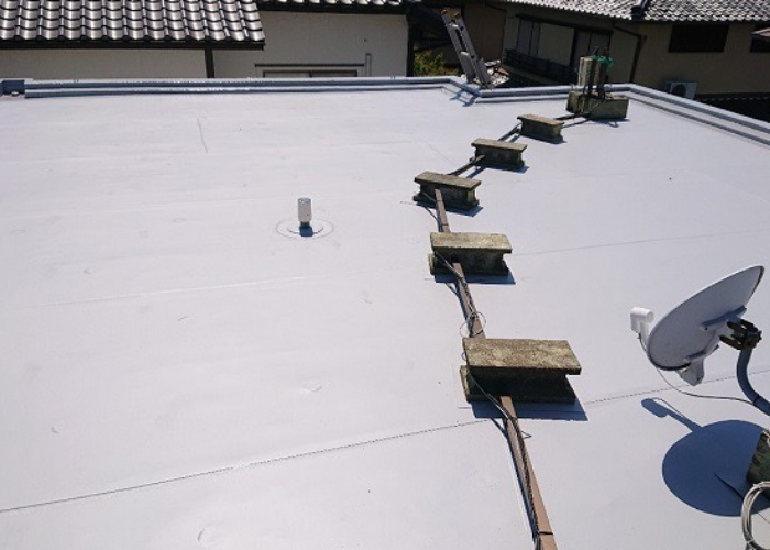 丹波篠山市　雨漏りしている屋上防水にシート防水でお勧めの「田島ビュートップ」を使用した後の様子