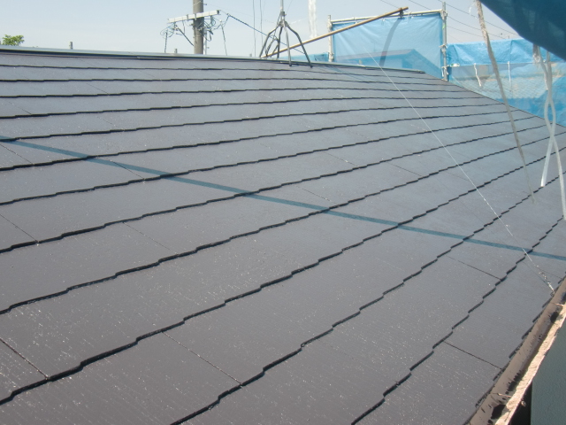 岸和田市摩湯町の屋根上塗り完了