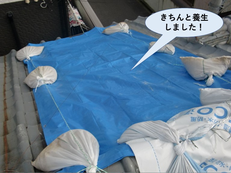 泉佐野市の屋根をきちんと養生しました