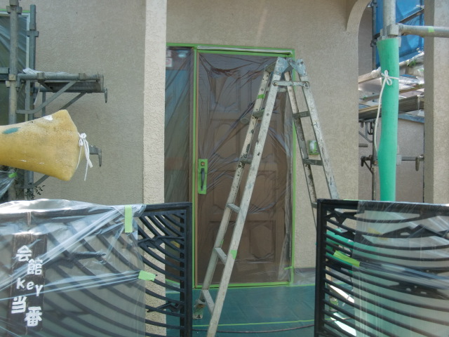 岸和田市天神山町の塗装前の養生