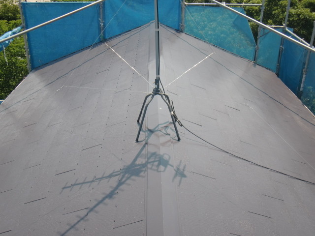 岸和田市摩湯町のスレート屋根の塗装完了