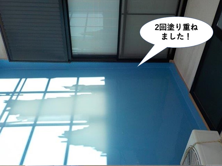 熊取町のベランダにウレタン樹脂を2回塗り重ねました