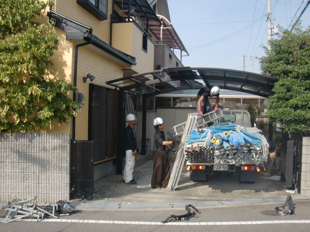 岸和田市八田町の足場解体