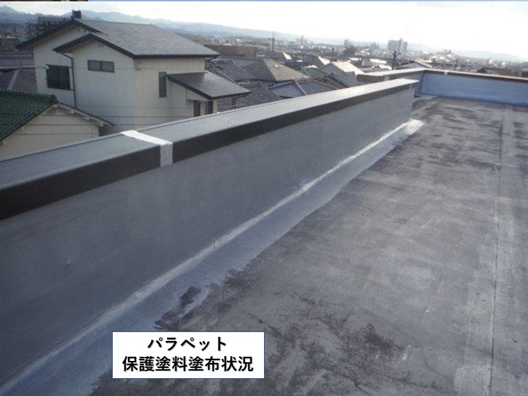 貝塚市のパラペット保護塗料塗布状況