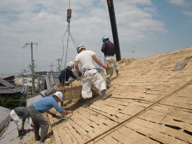 岸和田市土生町の屋根葺き替え/下地の野地板