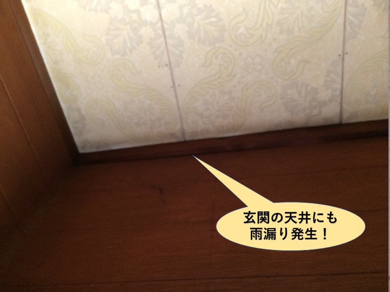 高石市の玄関の天井にも雨漏り発生