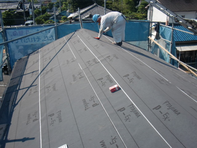 泉北郡忠岡町防水シート張状況