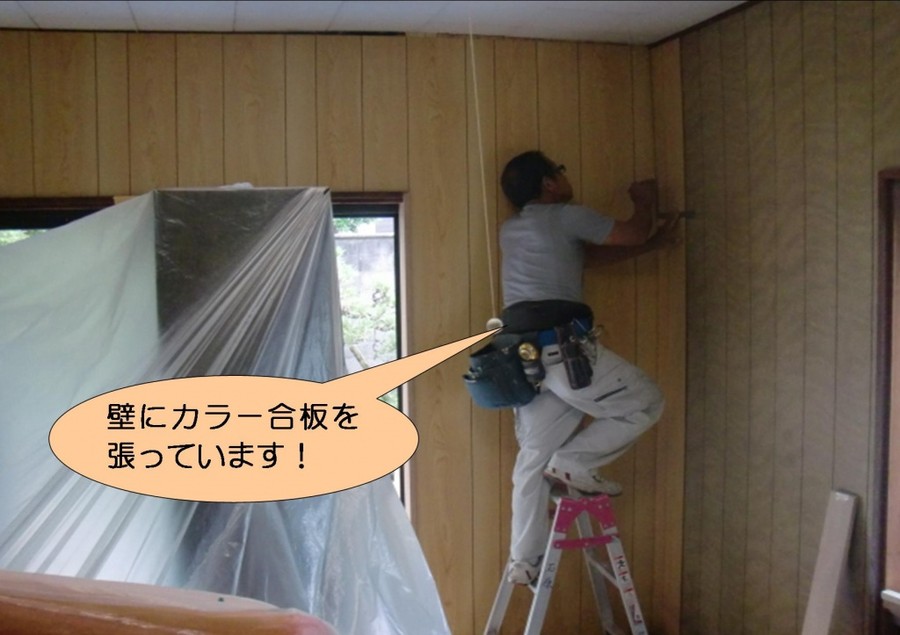 泉北郡忠岡町で壁にプリント合板設置