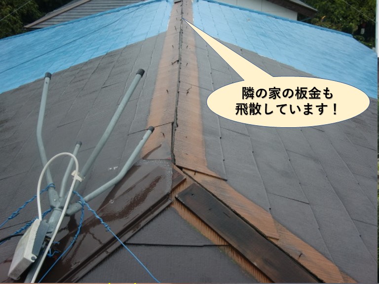 岸和田市の隣の家の板金も飛散