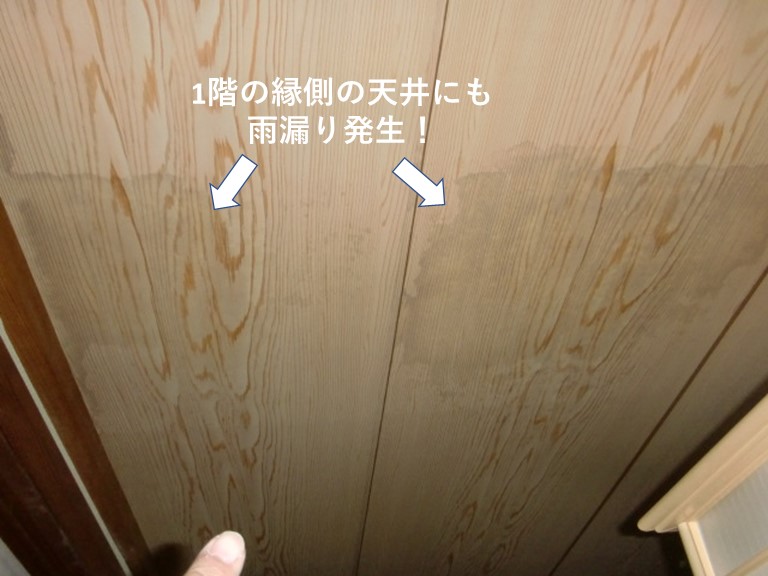 忠岡町の1階の縁側でも雨漏り発生