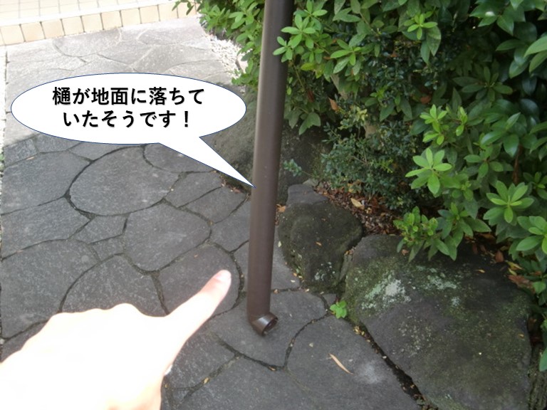 貝塚市の樋が地面に落ちていたそうです