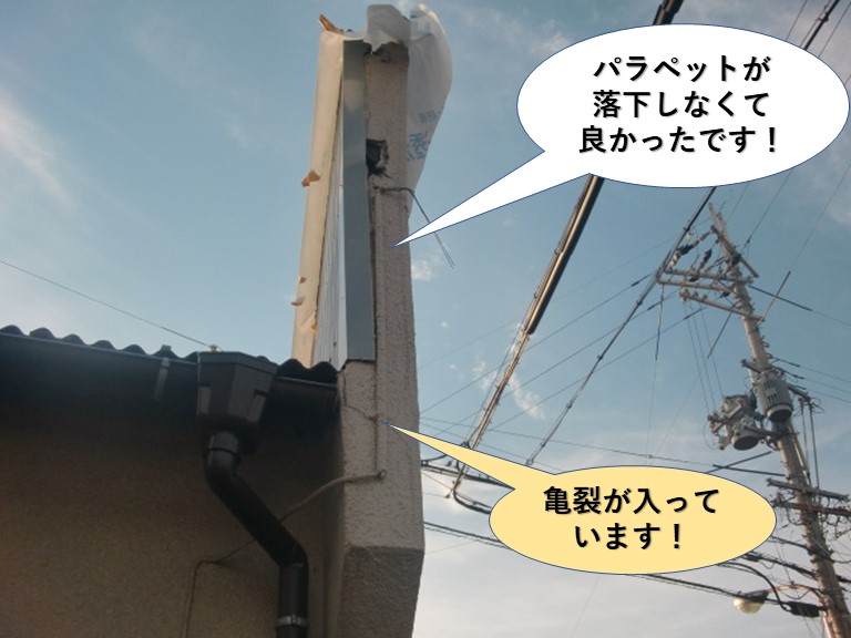 泉北郡忠岡町のパラペットの被害状況