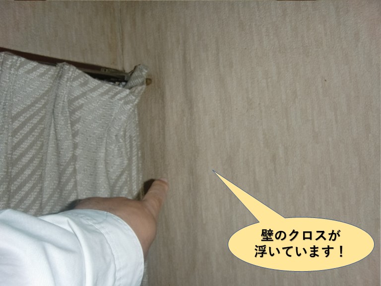 貝塚市の壁のクロスが浮いています