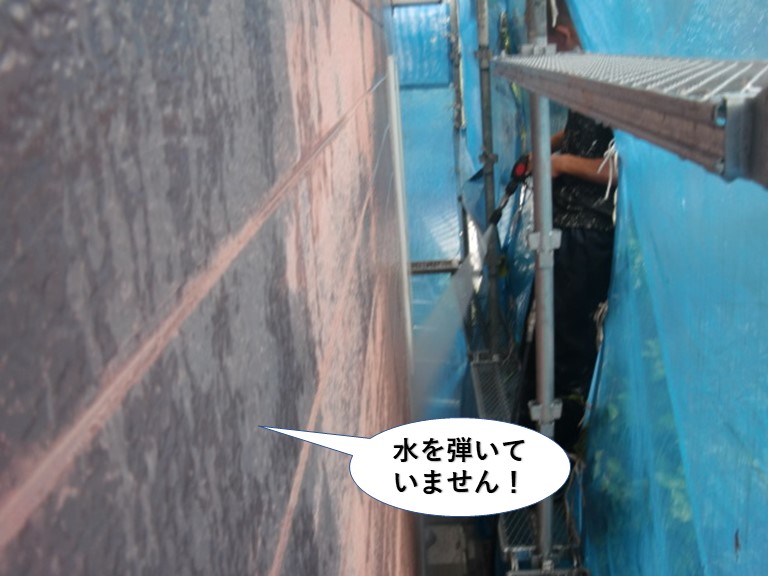 和泉市のサイディングが水を弾いていません