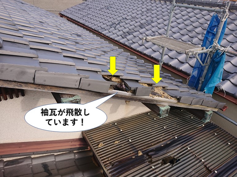 泉南市の袖瓦が飛散