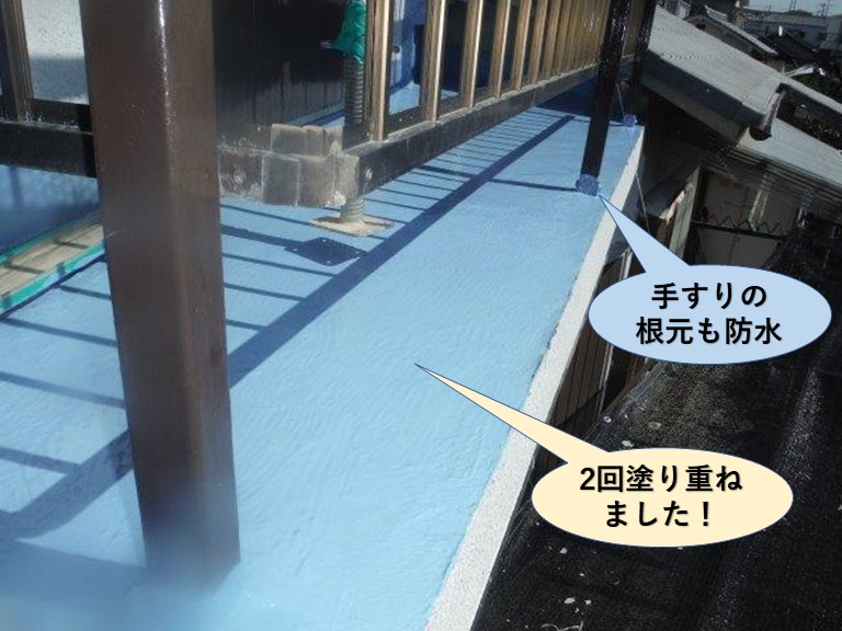 泉佐野市のベランダにウレタン樹脂を塗り重ねました