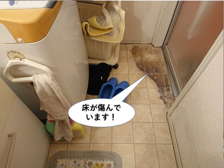 泉南市の洗面所の床の劣化