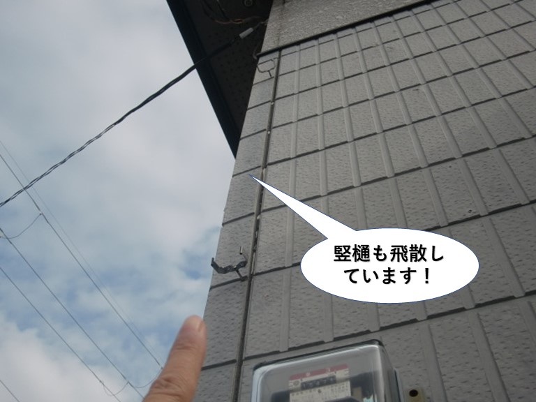 泉大津市の竪樋も飛散しています