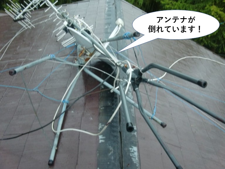 岸和田市のテレビのアンテナが倒れています