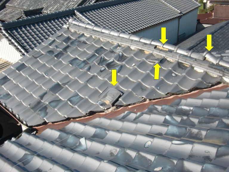 阪南市の屋根の被害箇所
