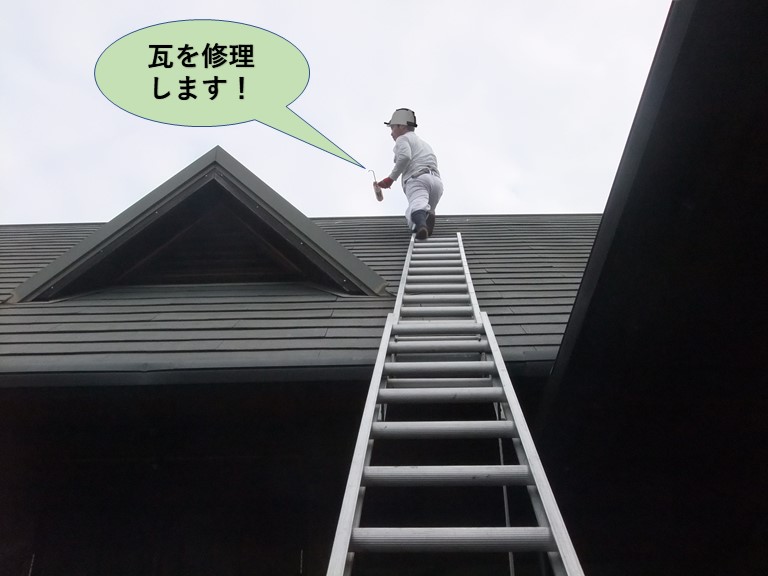 和泉市でコーキングで瓦を修理