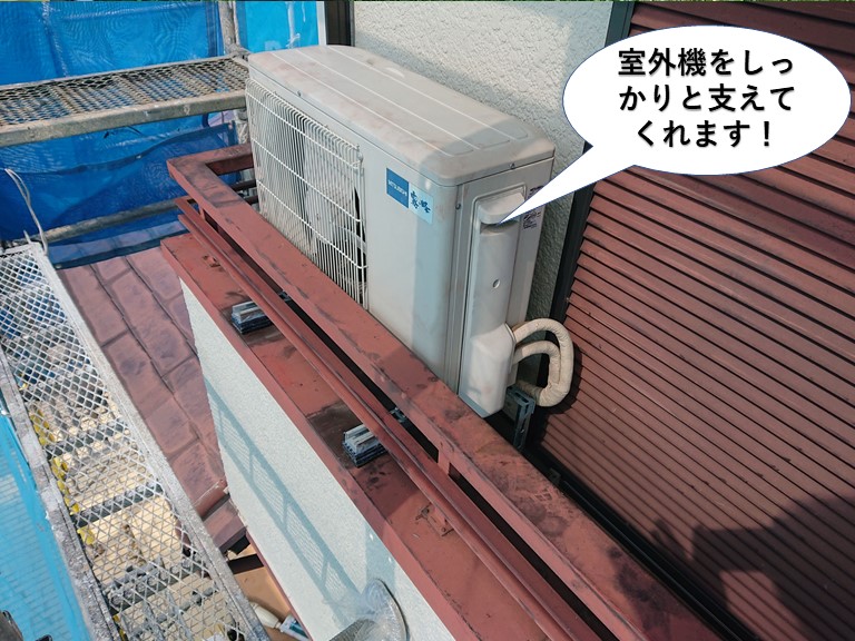 和泉市のエアコンの室外機をしっかりと支えてくれます