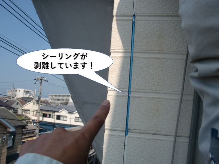 忠岡町の外壁のシーリングが剥離