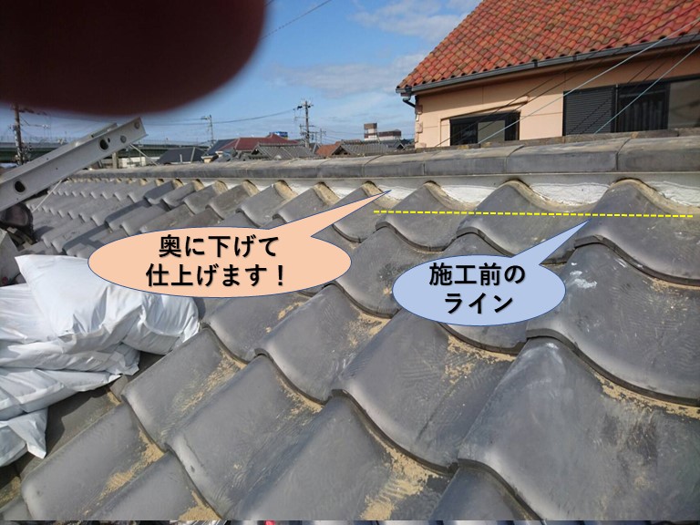 岸和田市の漆喰を奥に下げて仕上げます