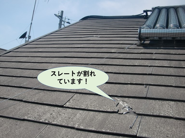 泉大津市のスレートが割れています