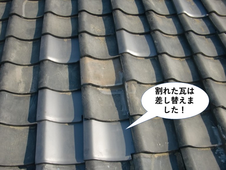 和泉市の割れた瓦は差し替え