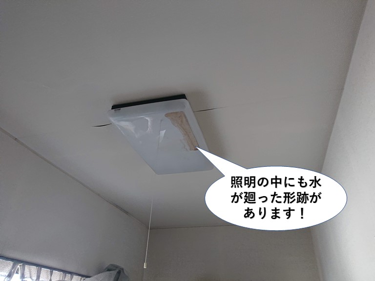 泉大津市の照明の中にも水が廻った形跡があります