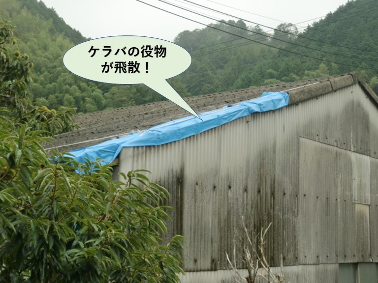 岸和田市の工場のケラバの役物が飛散