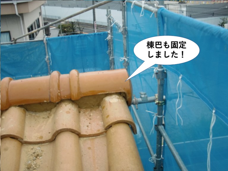 和泉市の棟巴も固定しました