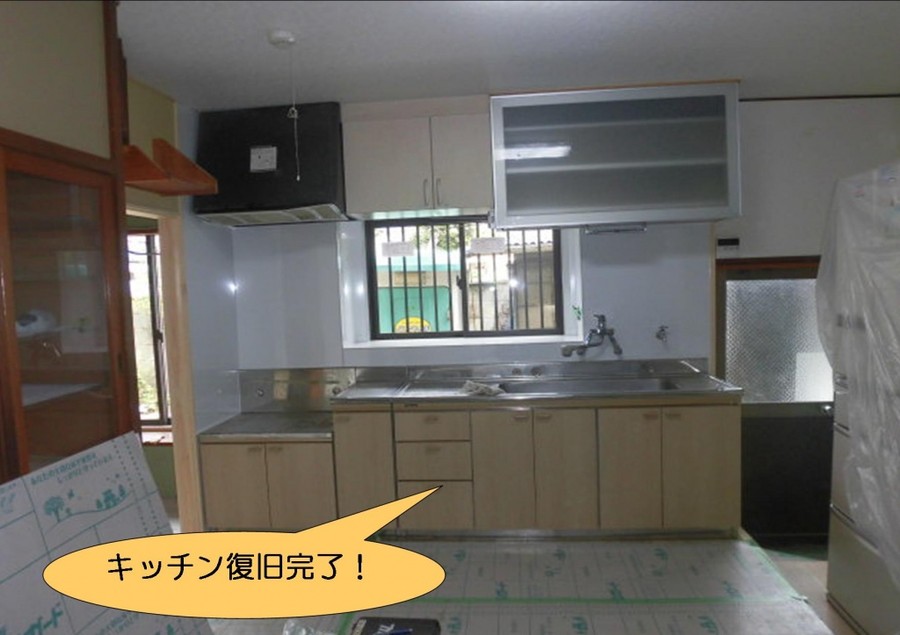 泉北郡忠岡町でキッチン復旧完了！