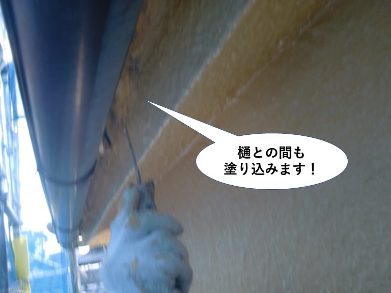 泉南市の樋との間も塗り込みます