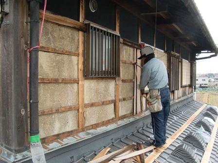 岸和田市東大路町の和瓦の屋根葺き替え工事 8日目