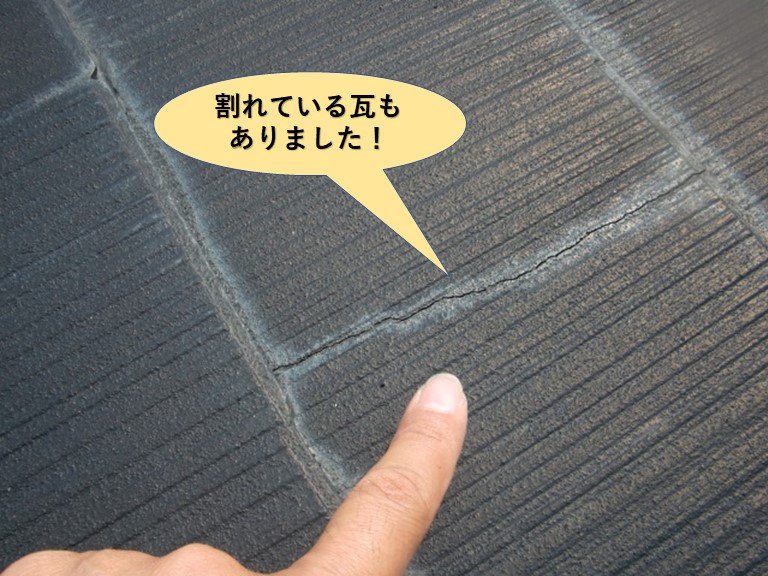 和泉市のスレート瓦が割れている瓦もありました