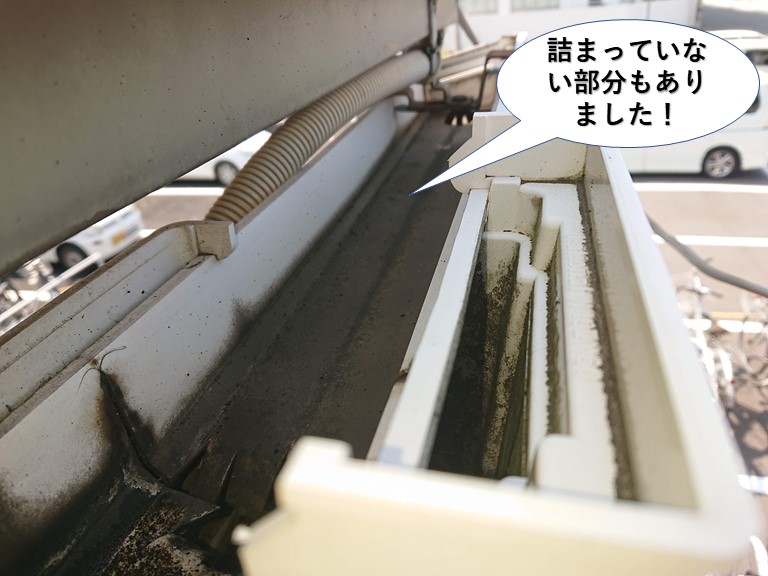 泉大津市の雨樋で詰まっていない部分もありました