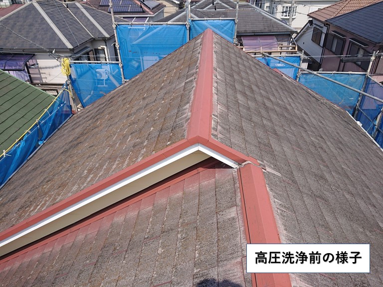 阪南市の屋根高圧洗浄前の様子