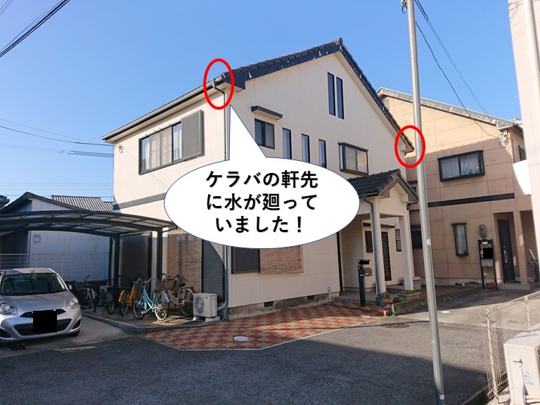 岸和田市のケラバの軒先に水が廻っていました
